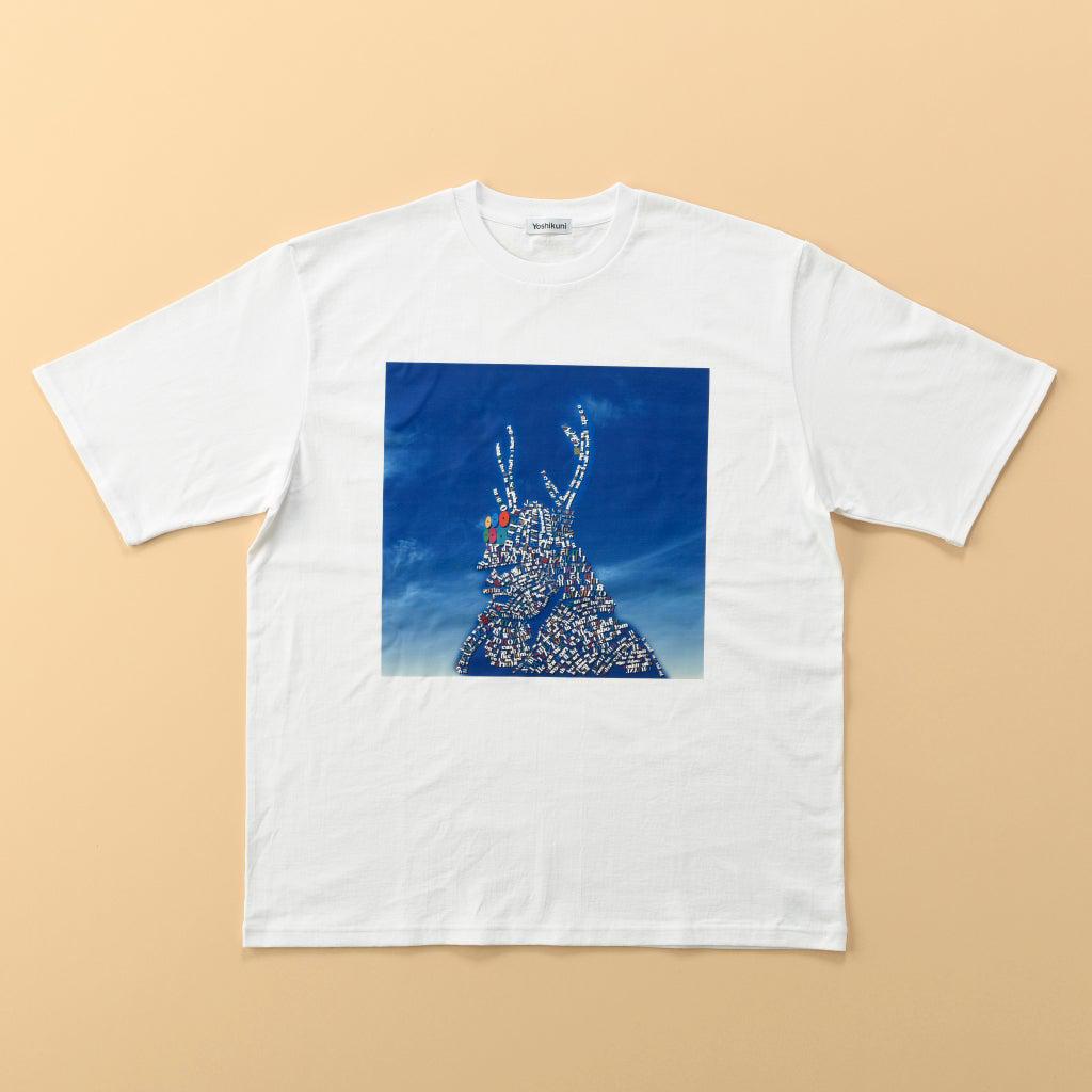 侍 タイポグラフィ Tシャツ 真田幸村 Type B Blue 半袖（白／黒） – 侍